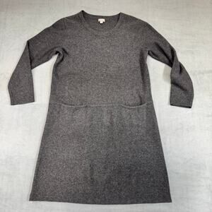 J Jill Knit Sweater Dress Gray Long Sleeves Pockets Wool Lagenlook Size L‎
